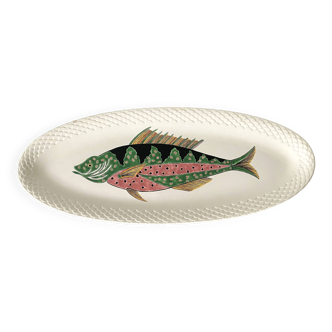 Grand plat ovale poisson Gien modèle Baie d'Halong