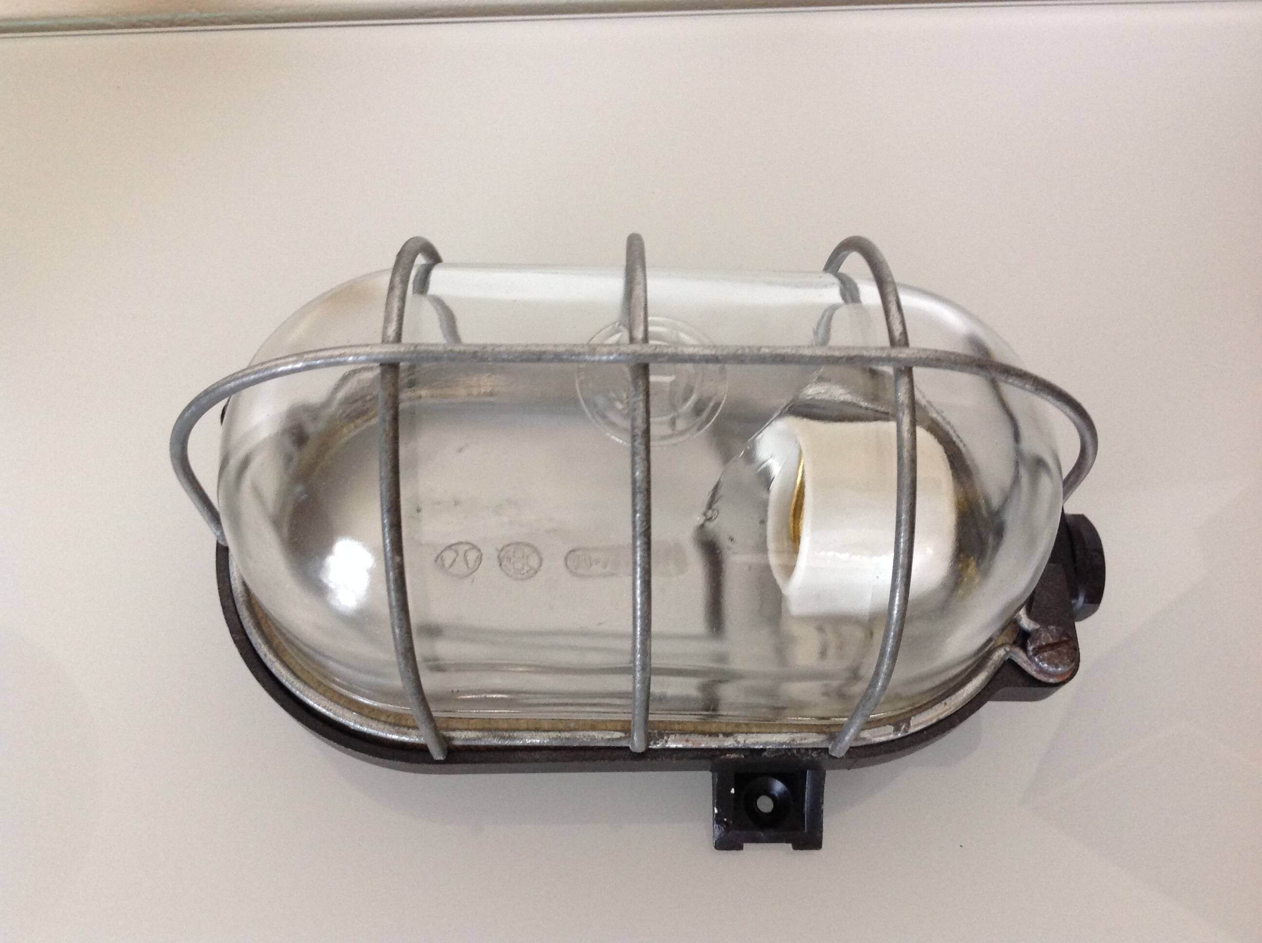Industrial style porthole wall light / vintage 60s-70s