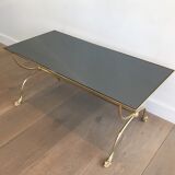 Neoclassical brass style coffee table with dolphin head decoration