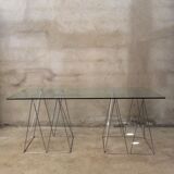 Glass desk and chrome trestles 1970