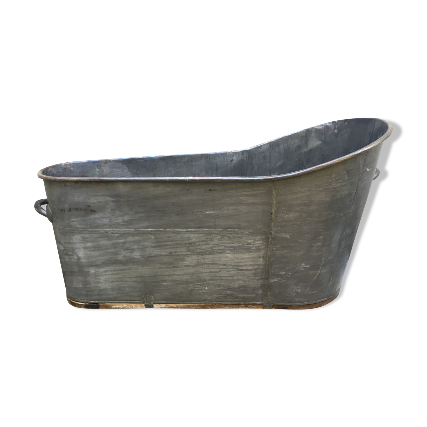 Baignoire en zinc socle bois XIXème siècle