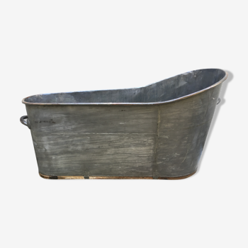 Baignoire en zinc socle bois XIXème siècle