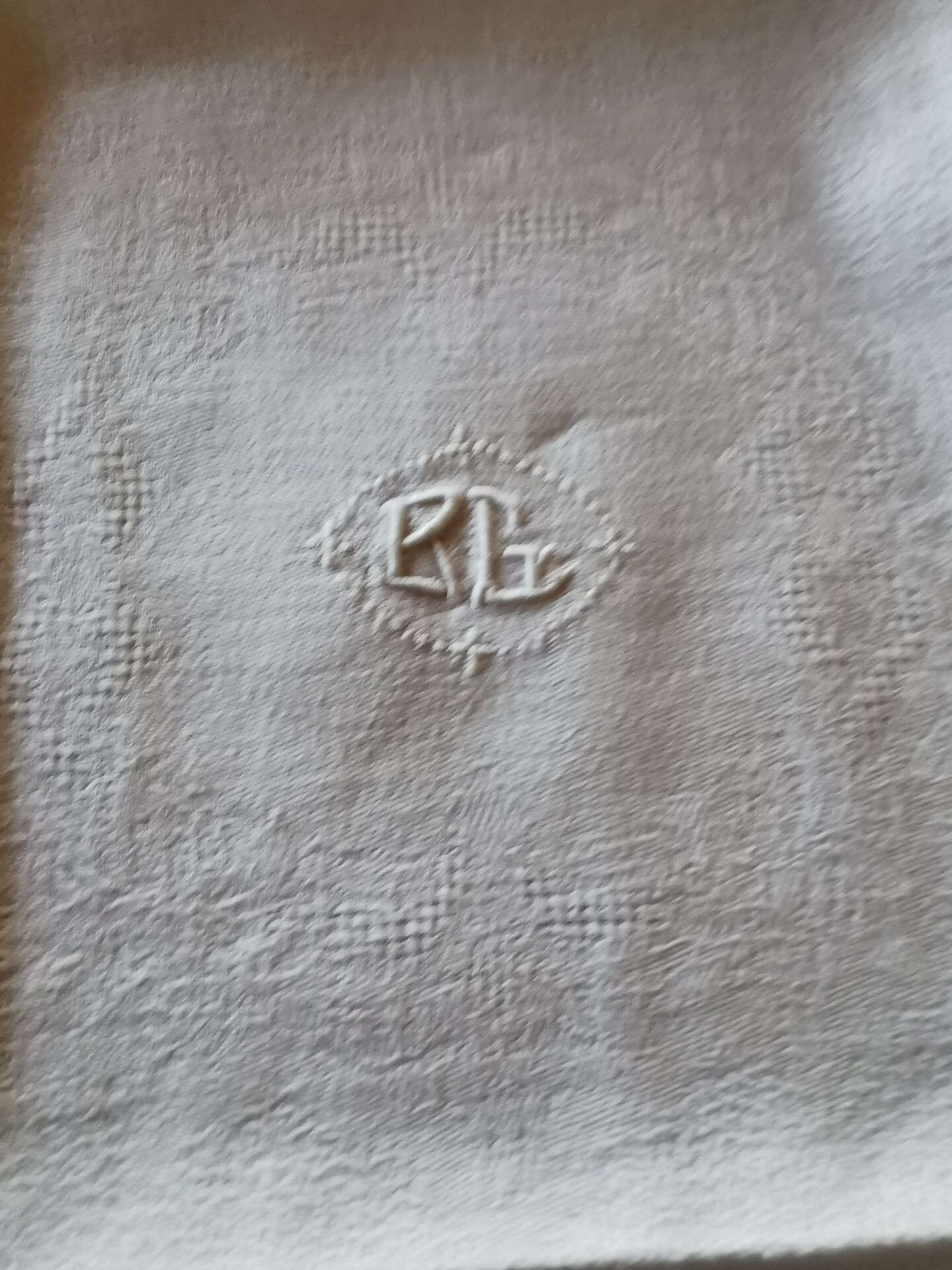10 old damask monogrammed napkins