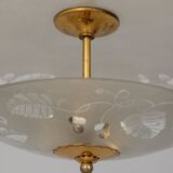 Lustre vintage années 40 en cristal décoré et laiton design italien