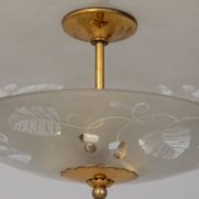 Lustre vintage années 40 en cristal décoré et laiton design italien