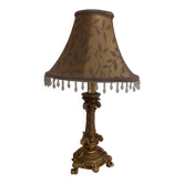 Lampe de table style baroque dorée avec abat-jour à pampilles