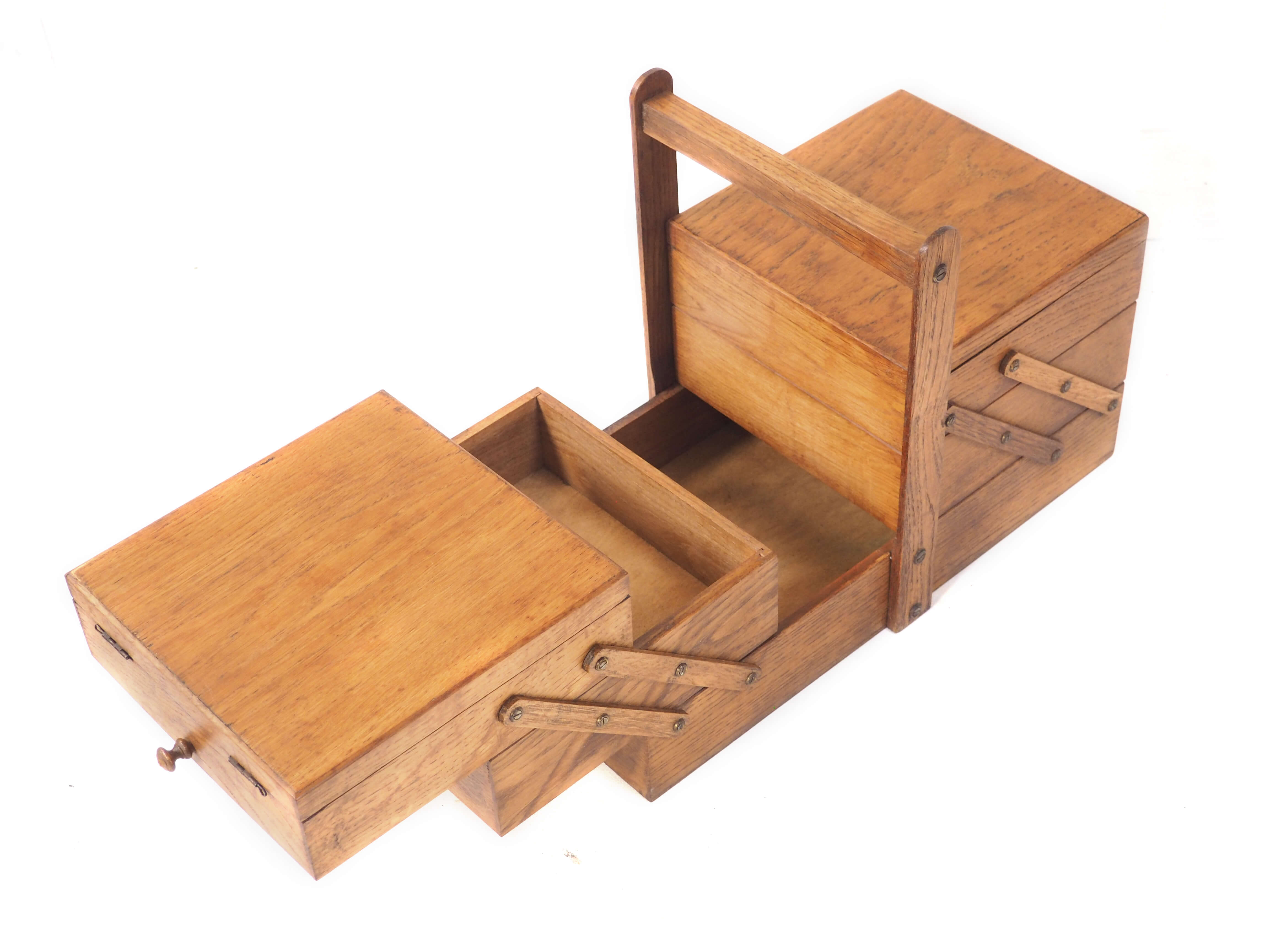 Golden oak sewing cart