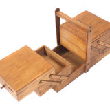 Golden oak sewing cart