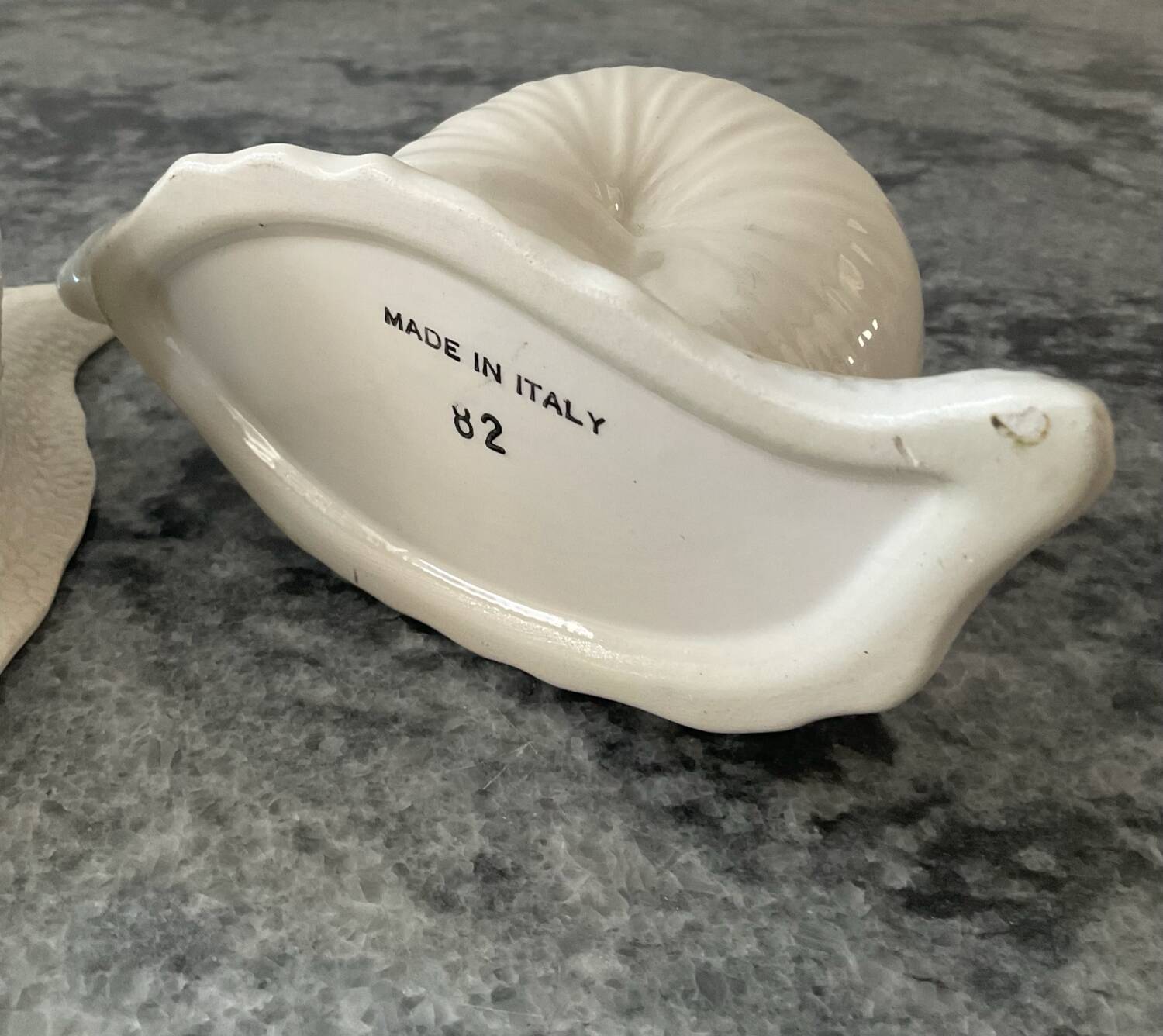 Pair of vintage Italian ceramic flowers and snails