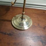 Lampe de bureau ou salon en laiton poli  XXème siècle pâte de verre signé LOTI Nancy