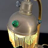 Lampe de table Art Nouveau en Laiton et Cabochons de Verre, Circa 1910