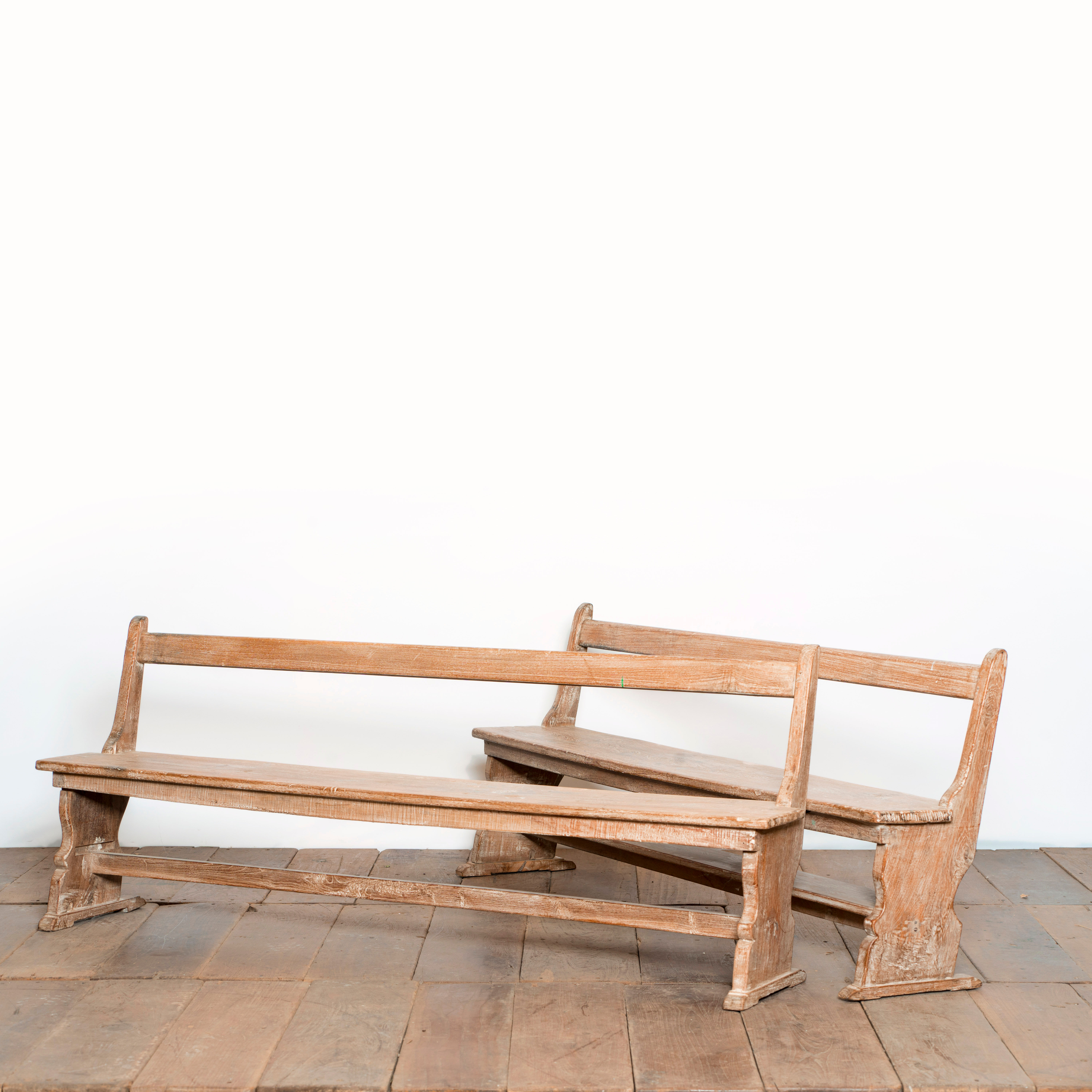 Former schoolboy bench made of raw wood