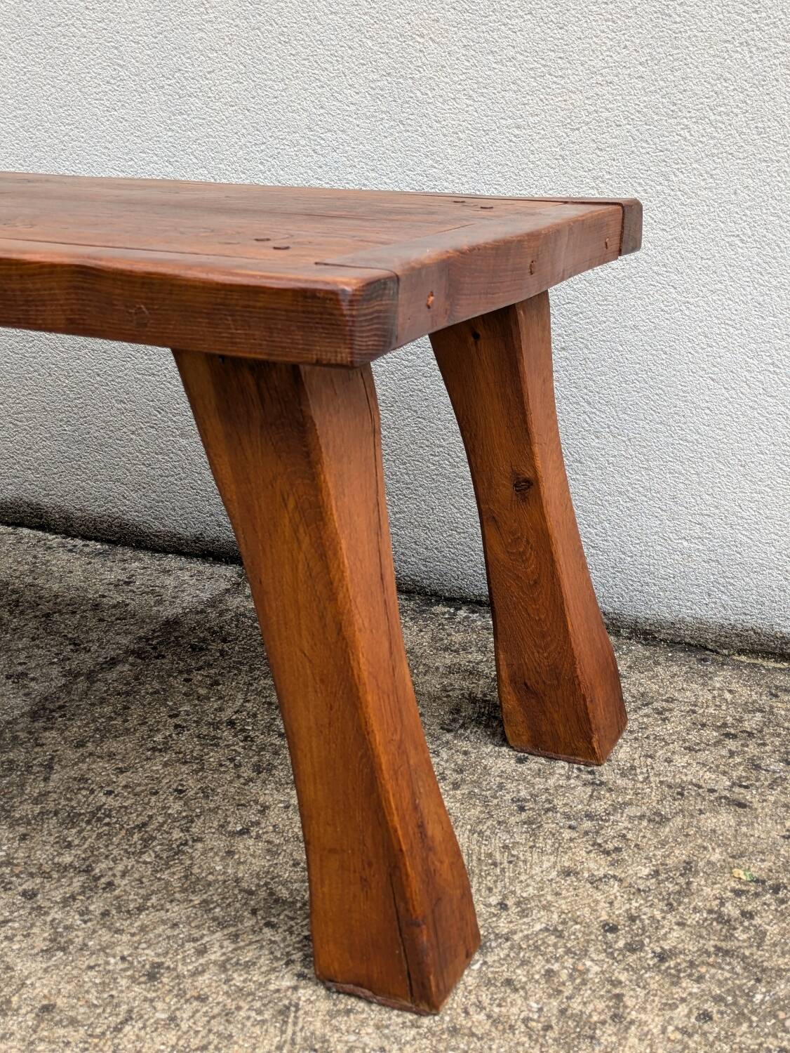 Brutalist solid wood coffee table, vintage