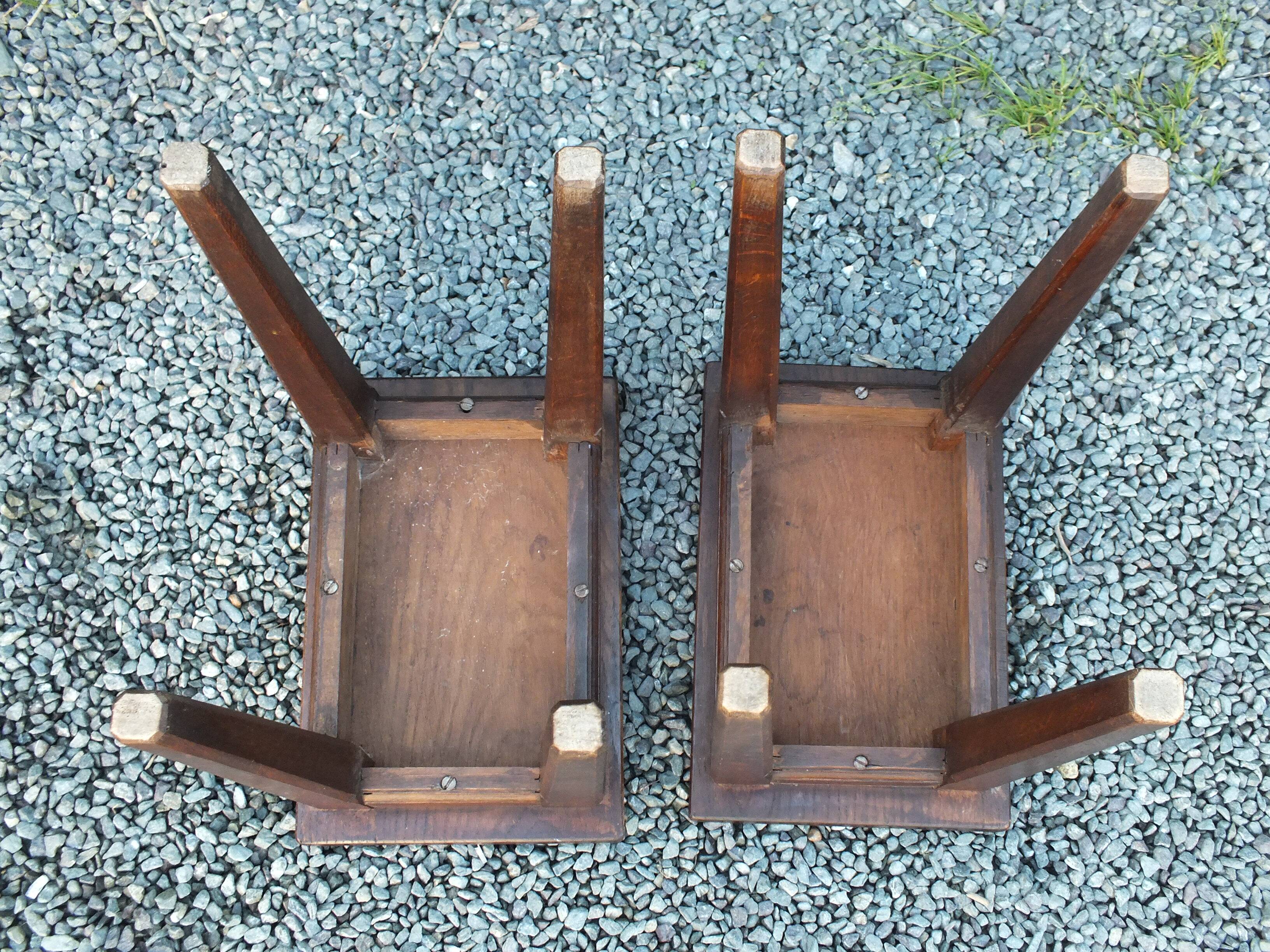 Pair of 60s oak stools or end tables