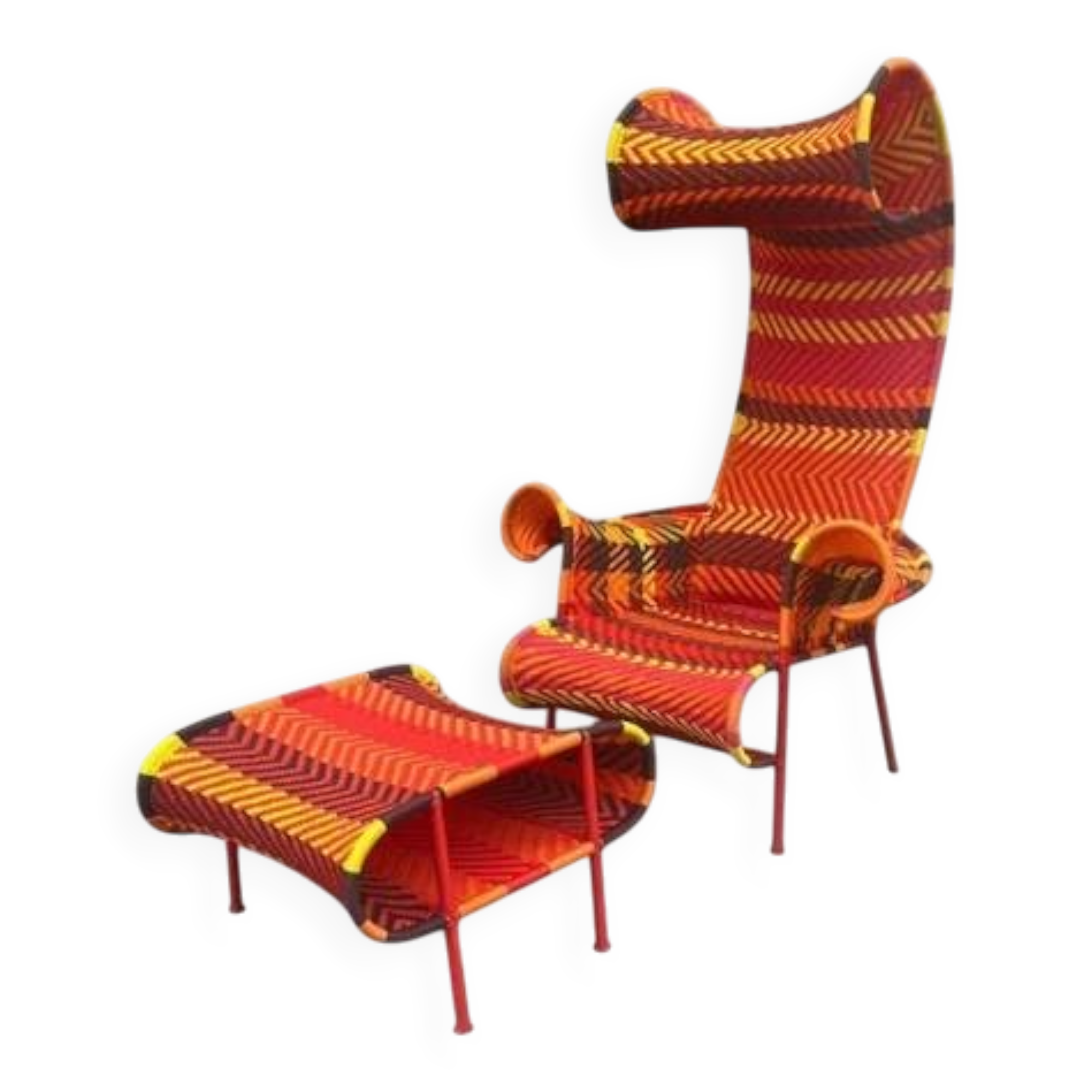 Moroso Shadowy lounge chair with footstool designed by Tord Boontje