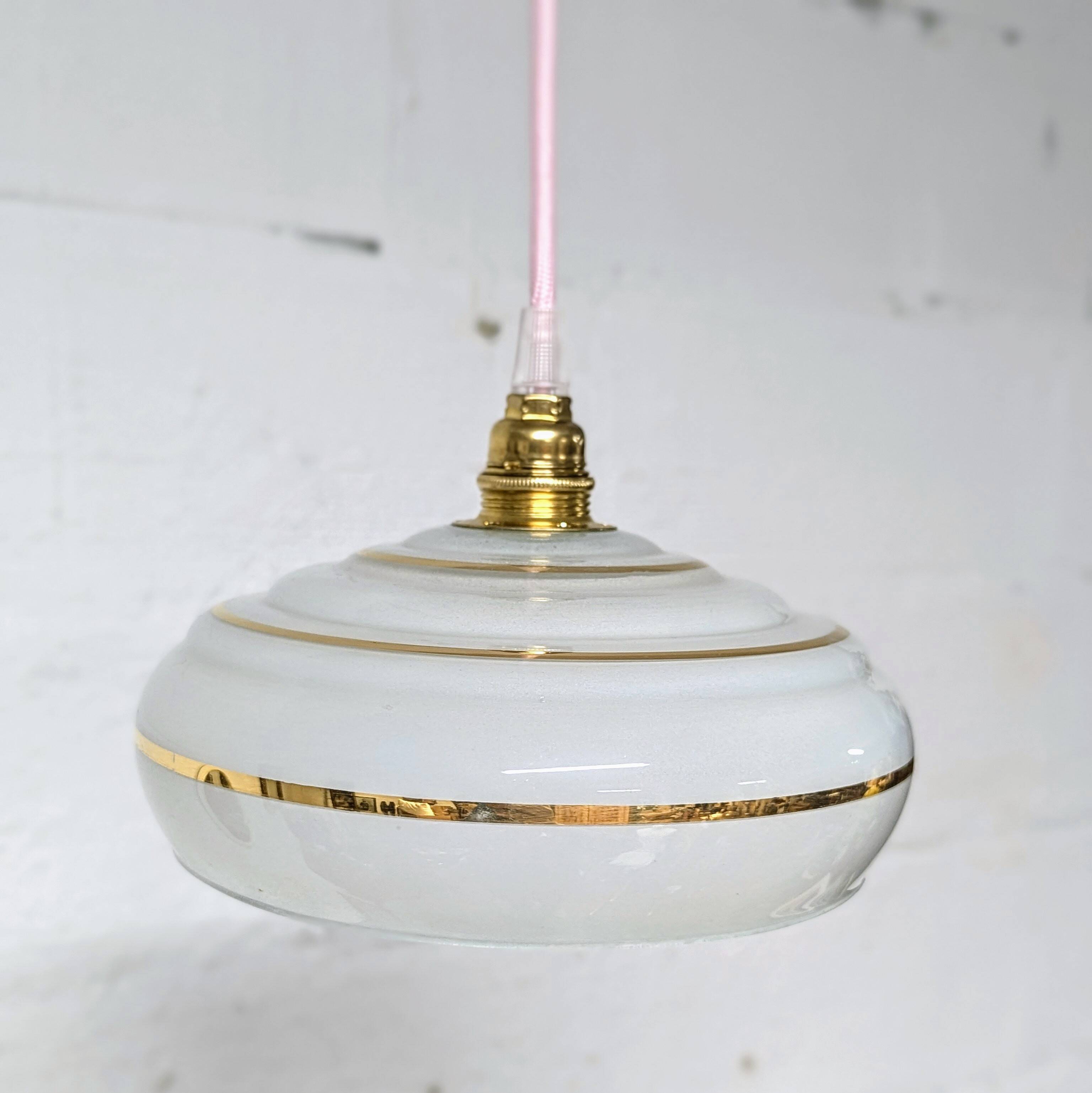 Pink and gold granite glass pendant light