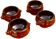 4 onion soup bowls, glazed ceramic, "lion head" decoration.