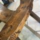 Brutalist tripod chair n1, carved solid wood, antique.