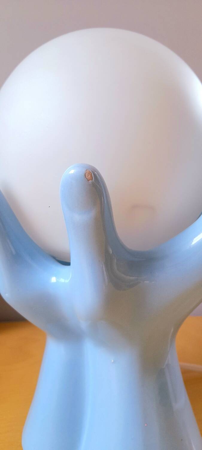 80s enameled ceramic hand lamp