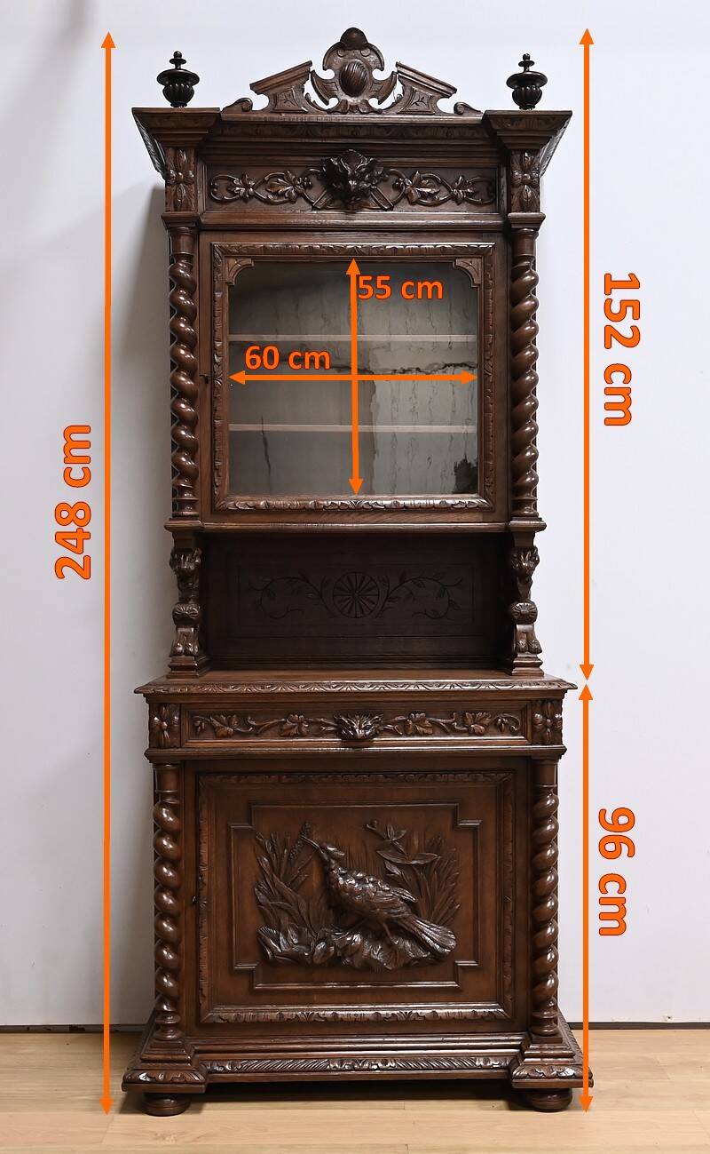 Narrow Oak Display Cabinet, Louis XIII style – Late 19th century