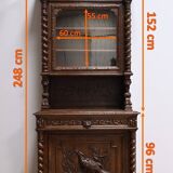 Narrow Oak Display Cabinet, Louis XIII style – Late 19th century