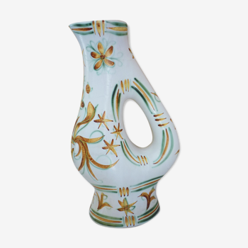 Large vase ceramic zoomorphic pitcher years 60, sign the helguen keraluc quimper