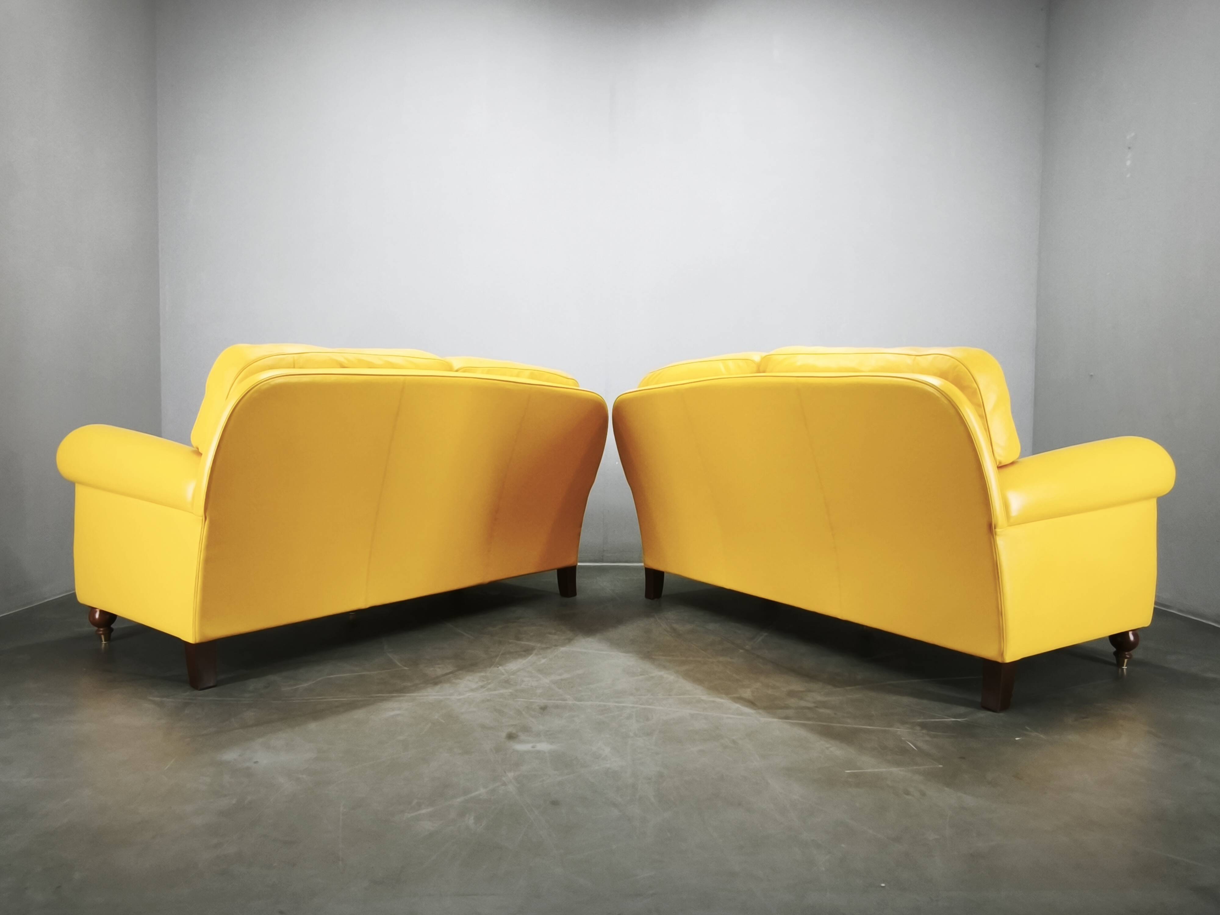 Pair of Poltrona Frau George Leather Sofas, Italy, 1992