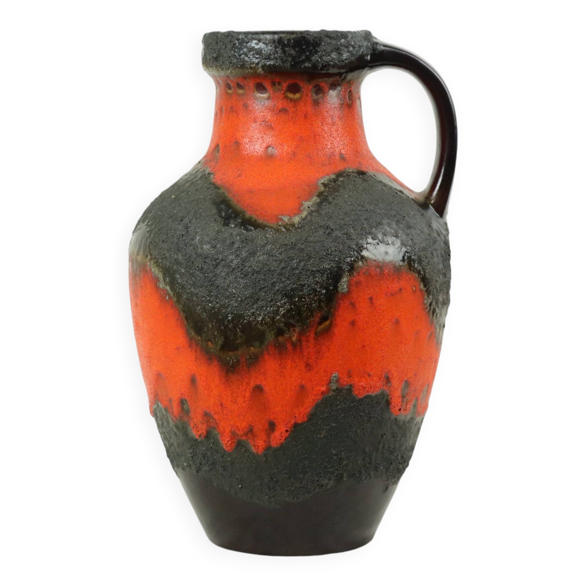 Large Orange Fat Lava Vase West Germany Carstens 7315-45