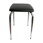 Tabouret vintage en métal chromé et skai noir