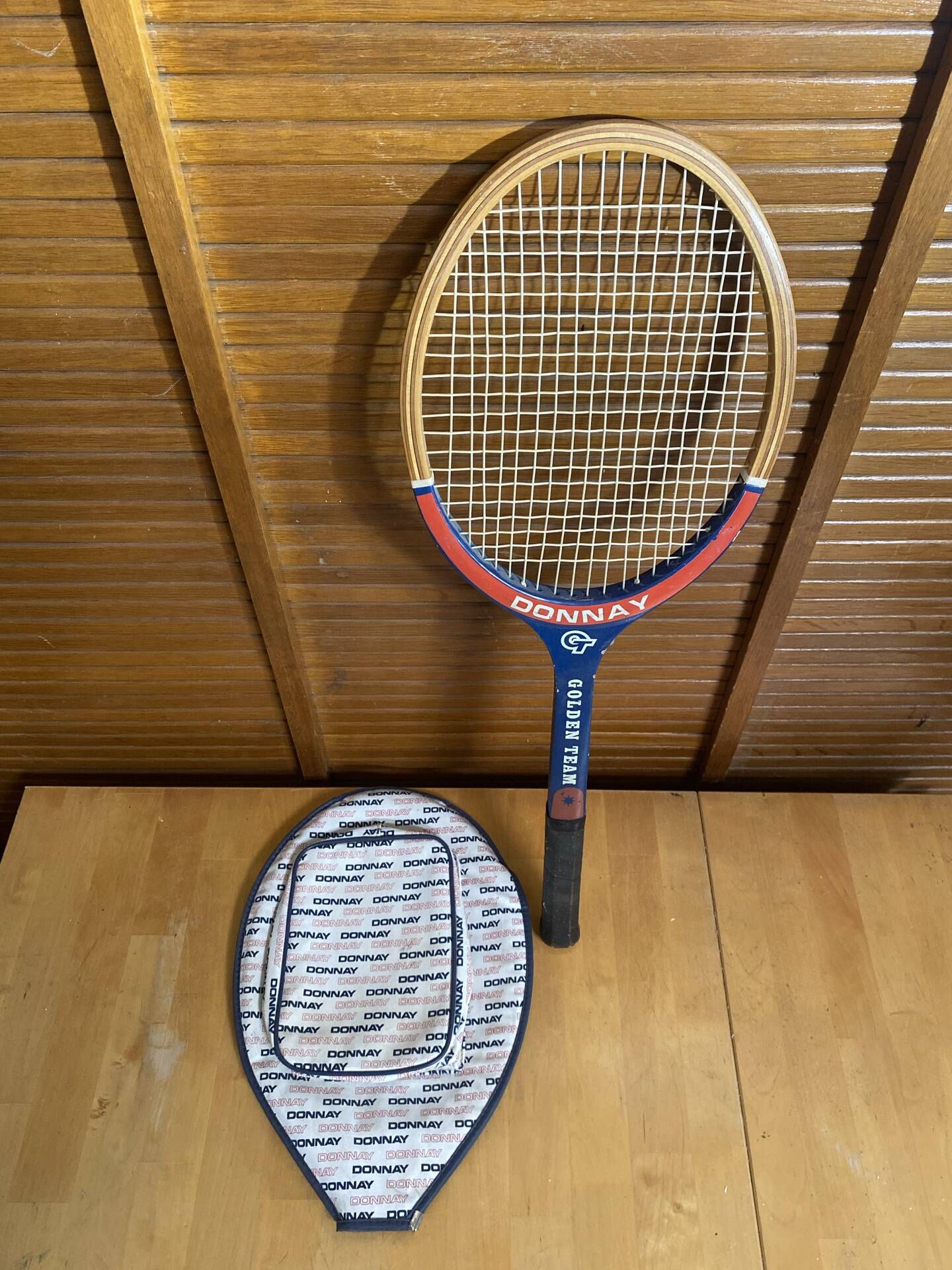Vintage donnay wooden tennis racket + sports cover