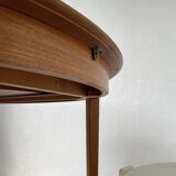 Scandinavian round teak table with extension