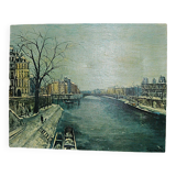 Reprographie "La Saine à Paris" signée Jauccaud