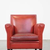Fauteuil en cuir de mouton rouge