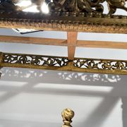 Middle wooden table with green-golden patina Louis XVI style, nineteenth century.