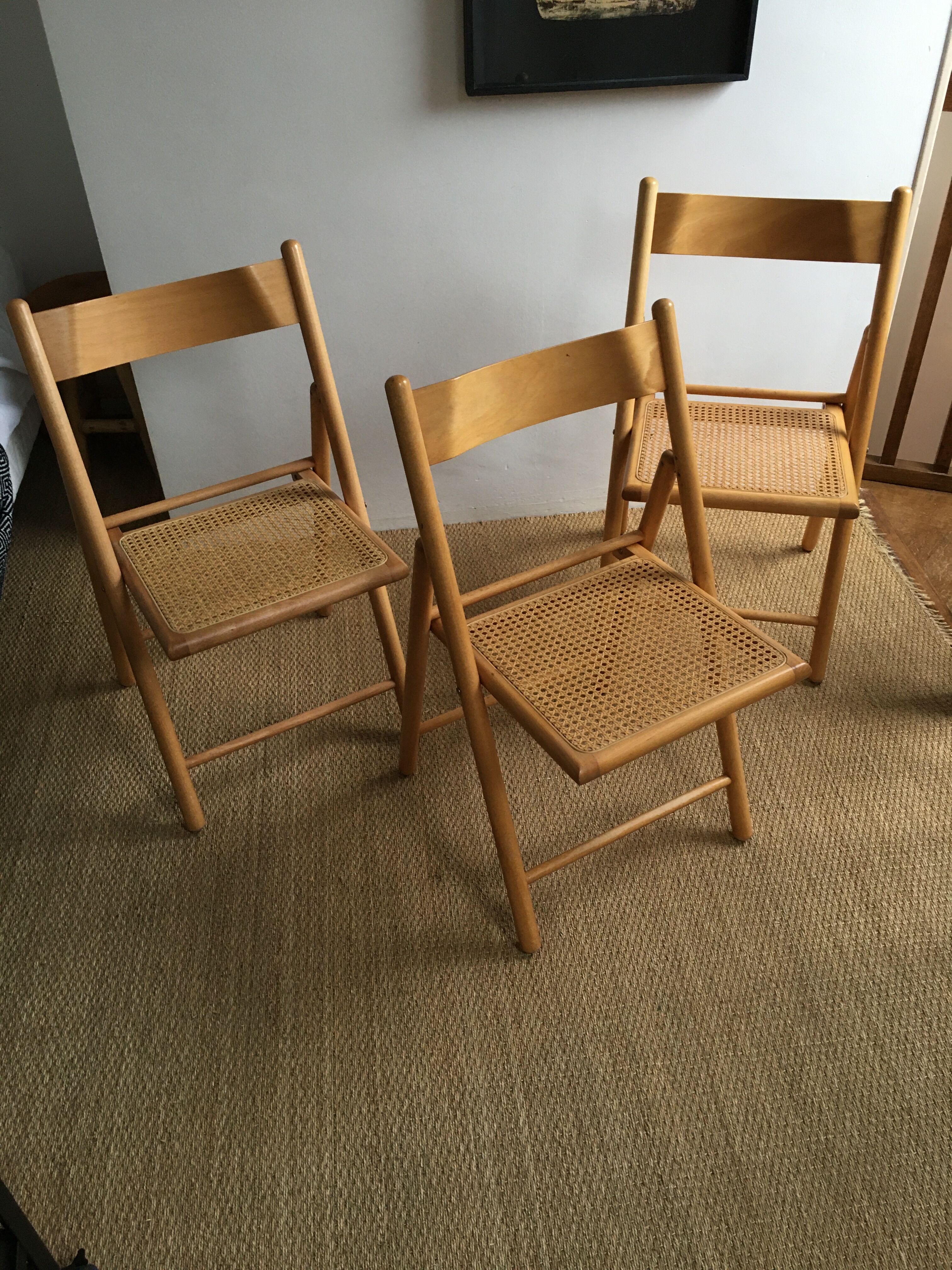 Lot of 3 vintage cantique folding chairs