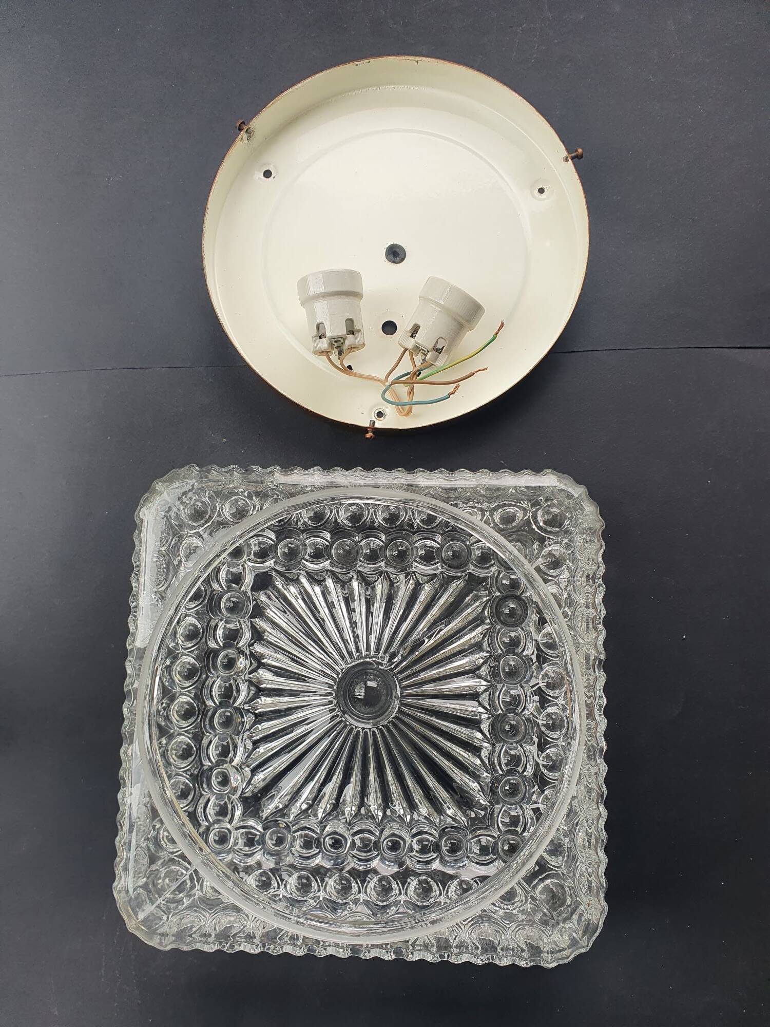 Large ceiling light or vintage wall sconce from the 1970s.