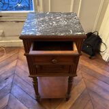 Antique Walnut and Marble Bedside Table