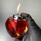 Briquet facetté Sommerso par Seguso, en verre de Murano rouge et jaune, Italie, années 1970