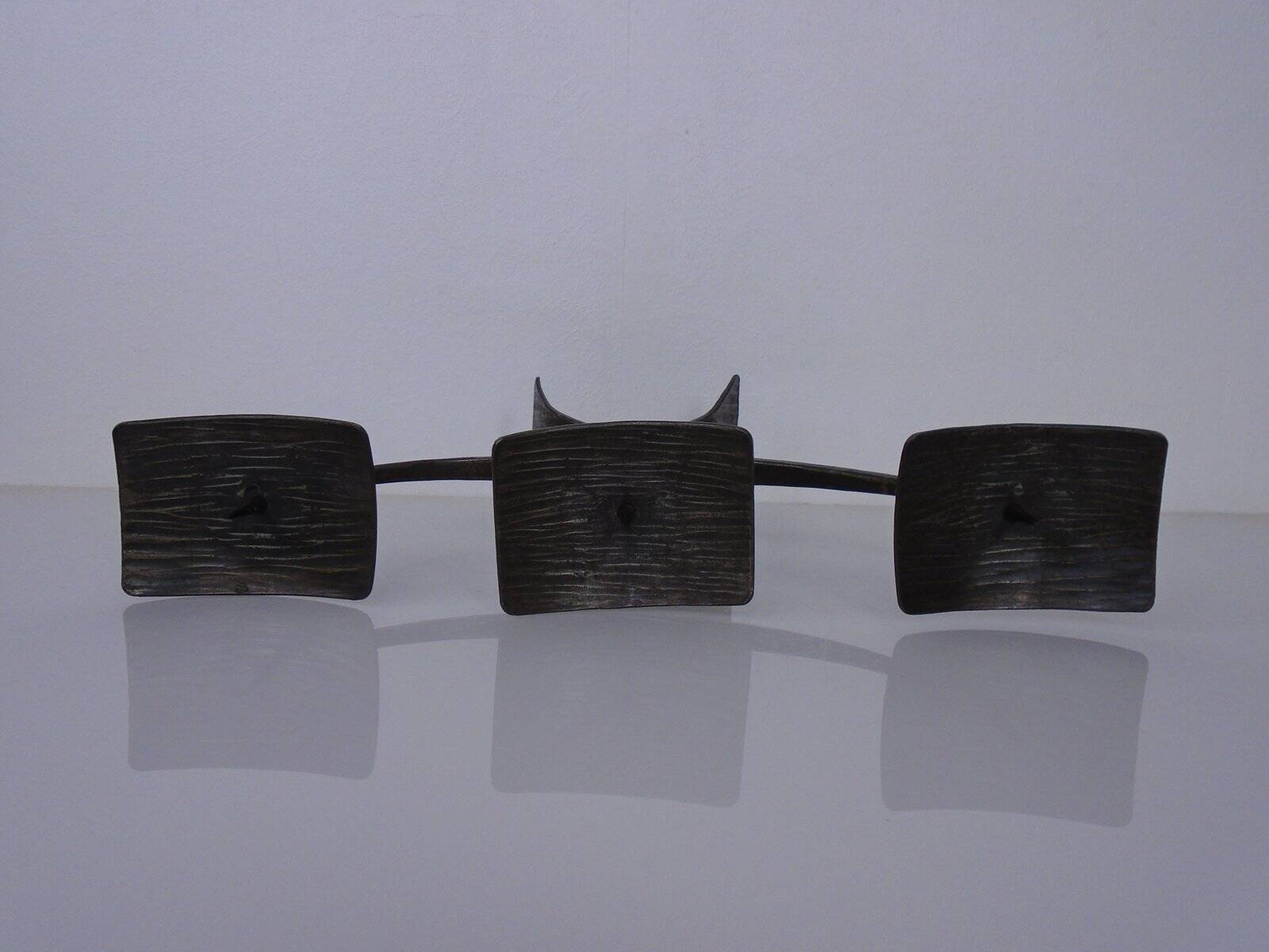 German Brutalist Iron Candleholder, 1960s