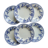 6 assiettes creuses anciennes porcelaine de Dresde bleu blanc