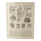 Gravure ancienne 1922, Bière et brasserie, artisanale, brassage • Lithographie, Planche originale