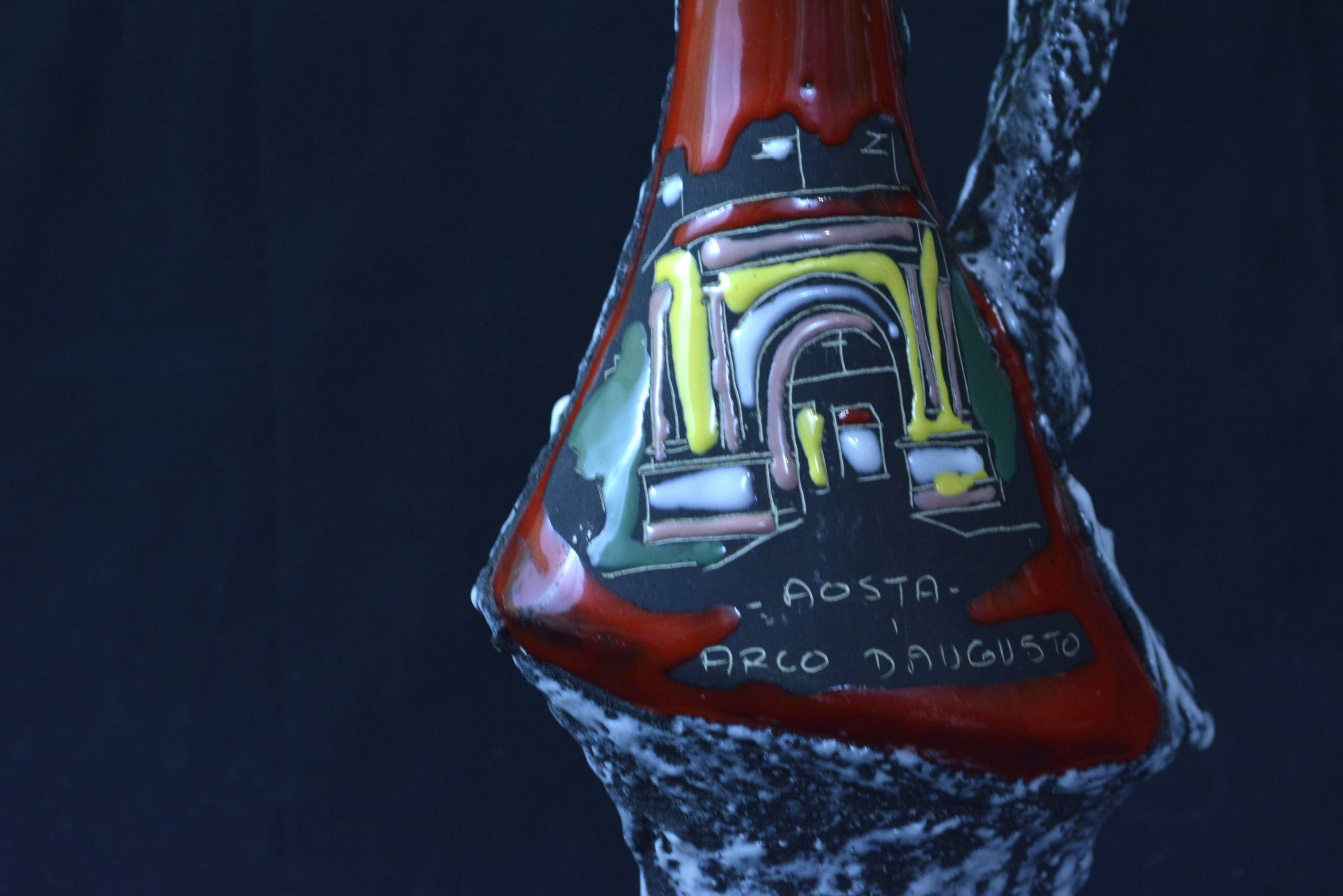 Italian enameled ceramic pitcher / vase - L'Arc d'Auguste.