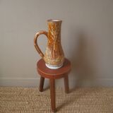 Vase with vintage ceramic handle, handcrafted, old pitcher, country decoration