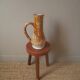 Vase with vintage ceramic handle, handcrafted, old pitcher, country decoration