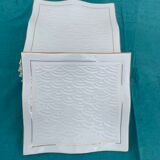 6 white glazed ceramic plates vague design and contemporary patterns