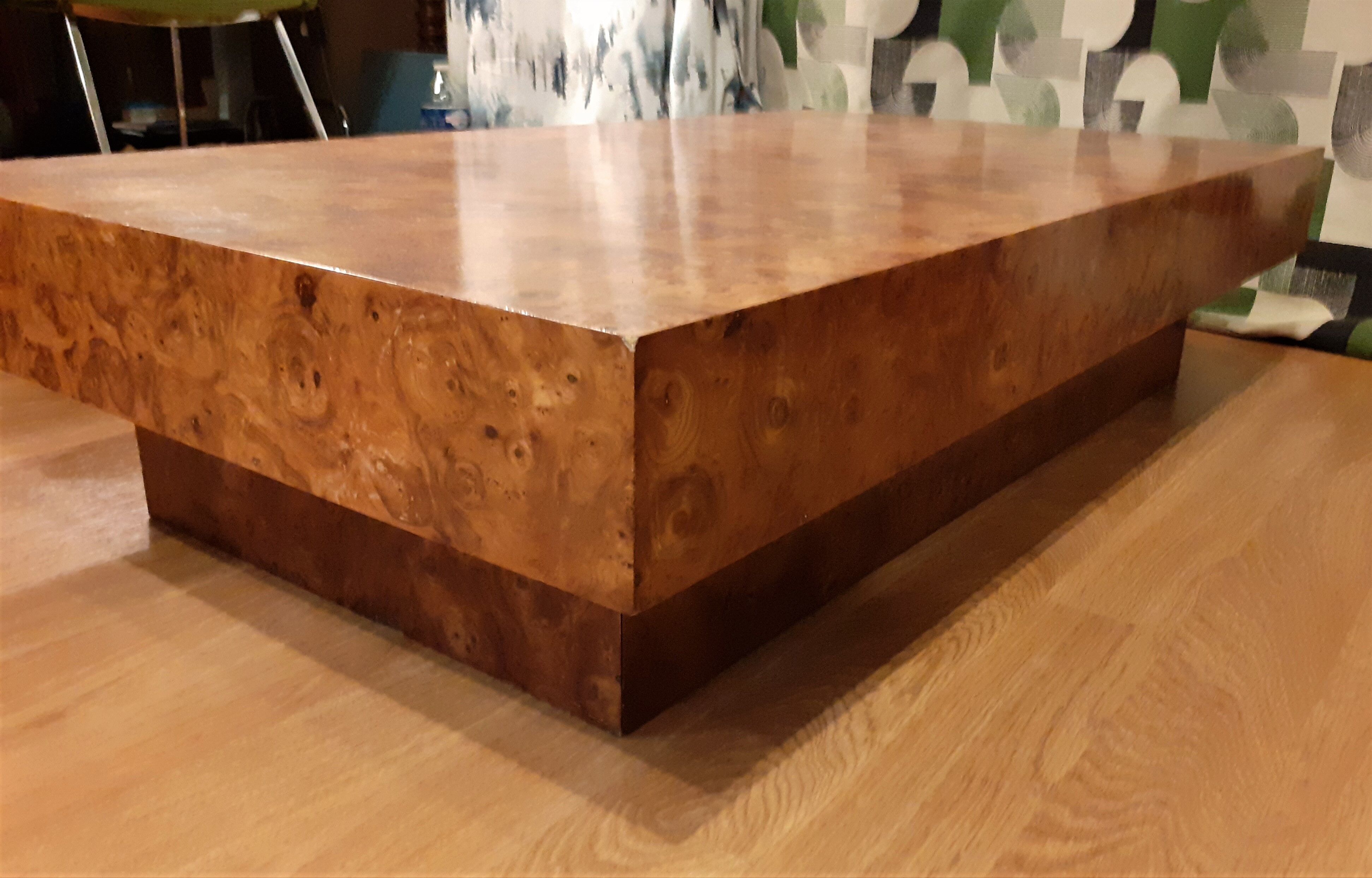 Coffee table in elm magnifying glass