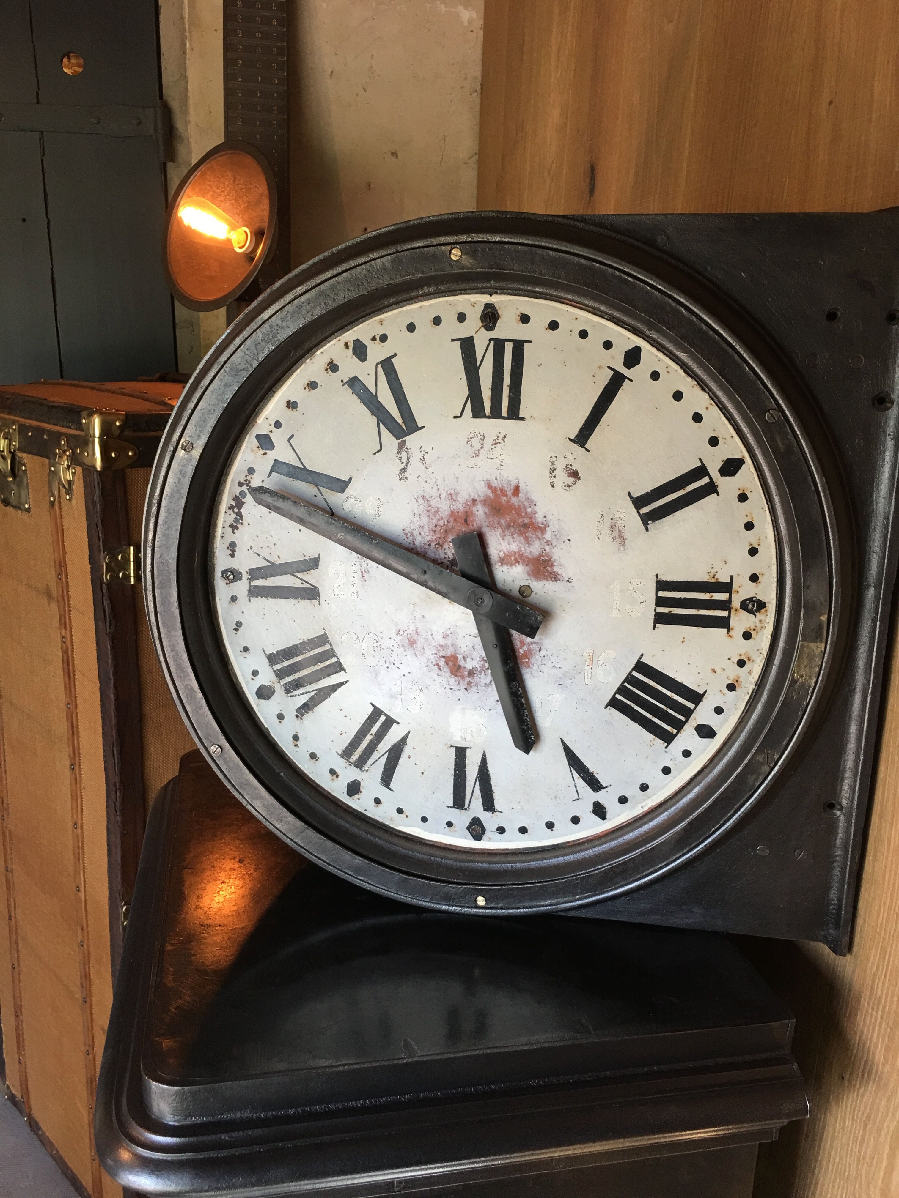 Old station clock Paul Garnier double shaped cast iron