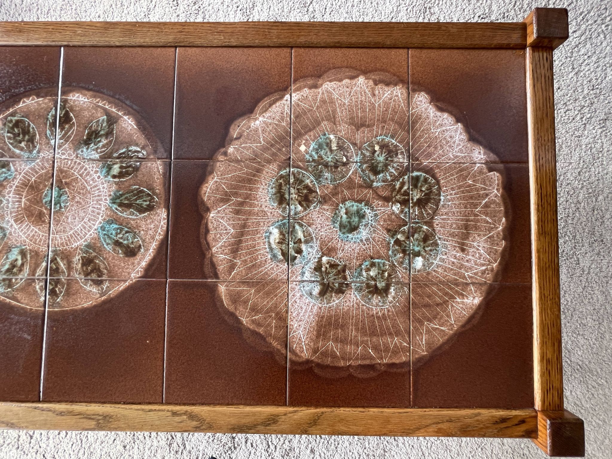 Coffee table in wood and ceramic attributed to Juliette Belarti alias Julien de Covemaeker