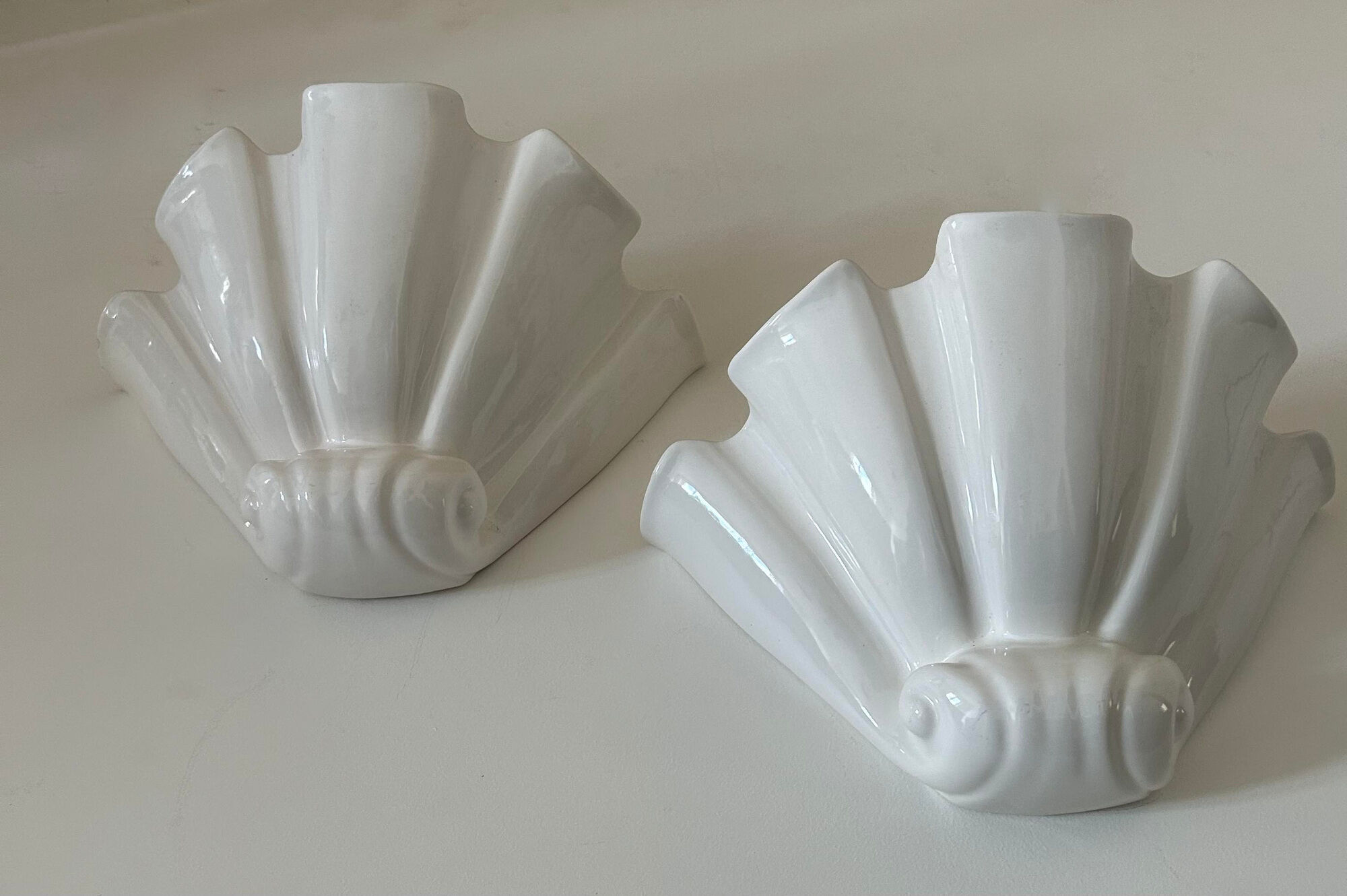 Pair of porcelain wall lamps France 1970