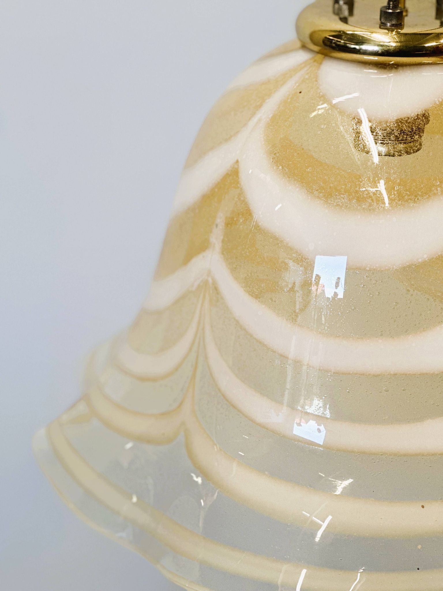 Original Venetian Murano Striped Art Glass Pendant Lamp Fazzoletto, Italy,
